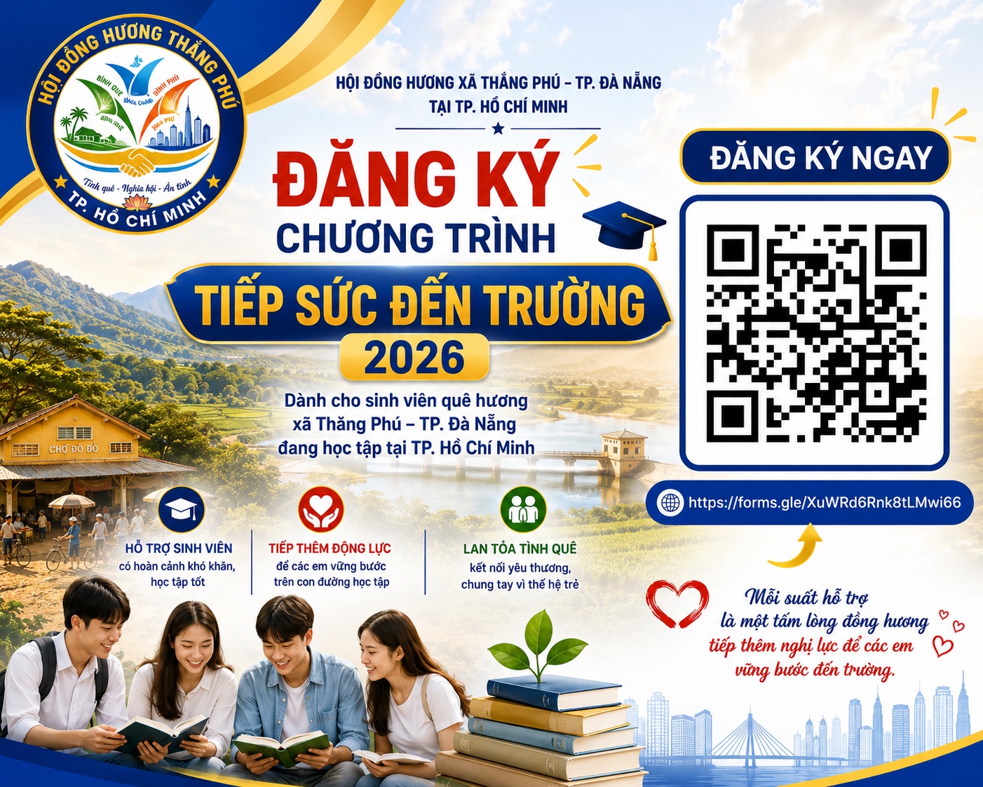 Hội Đồng Hương Thăng Phú mở đăng ký chương trình 'Tiếp sức đến trường' năm 2026